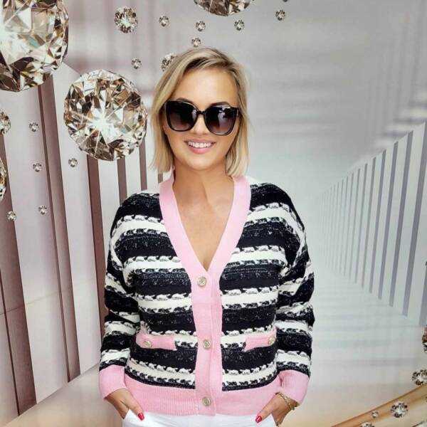 Sweter kardigan damski paski uni