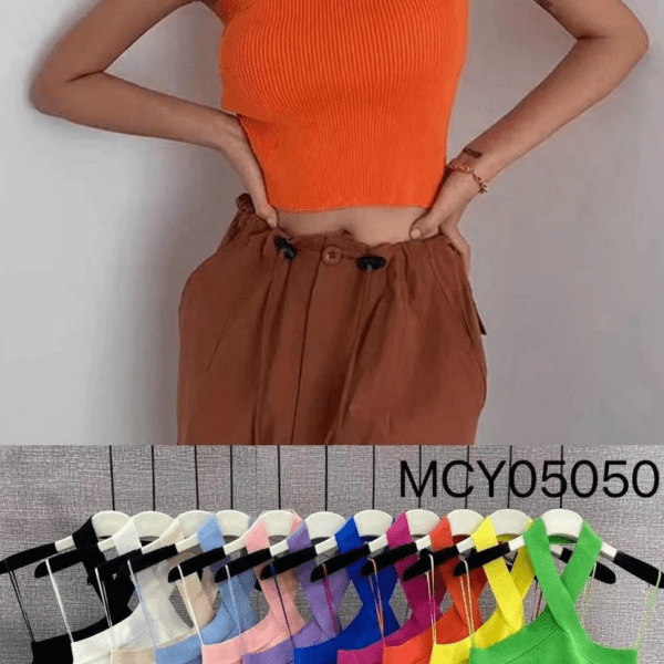 Top damski prążek gładki pzekładany