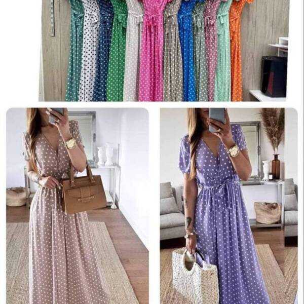 Sukienka damska groszki maxi Uni