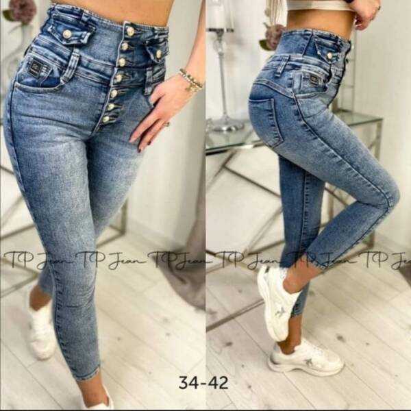 Spodnie damskie jeans wysoki stan push up