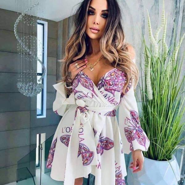 Sukienka damska motyl biała