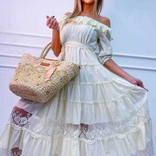 Sukienka damska LARA falbanka koronka