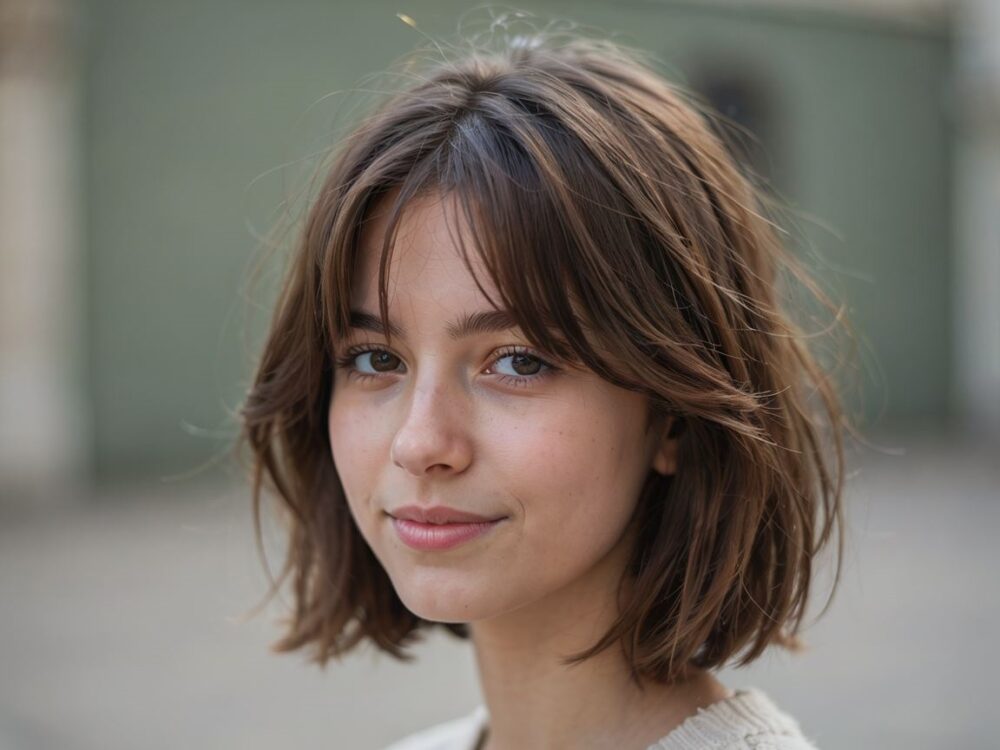 shaggy bob na blond włosach